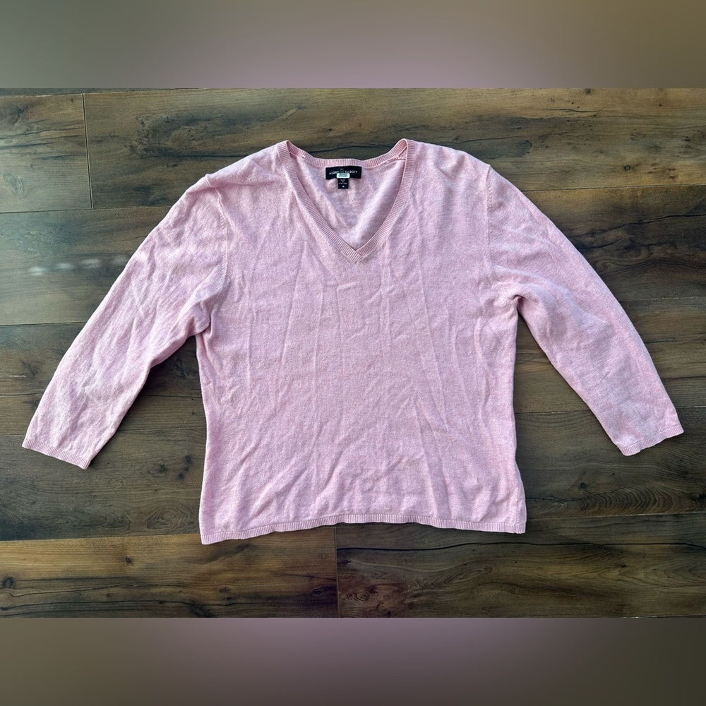 Audrey Talbott Cashmere Blend Sweater M Pink V Neck Preppy Soft